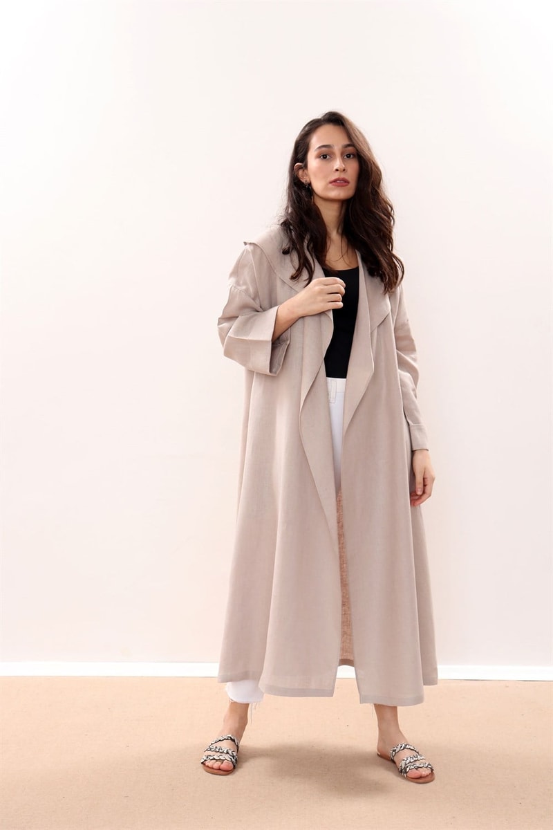 Dökümlü Ham Keten Kaftan