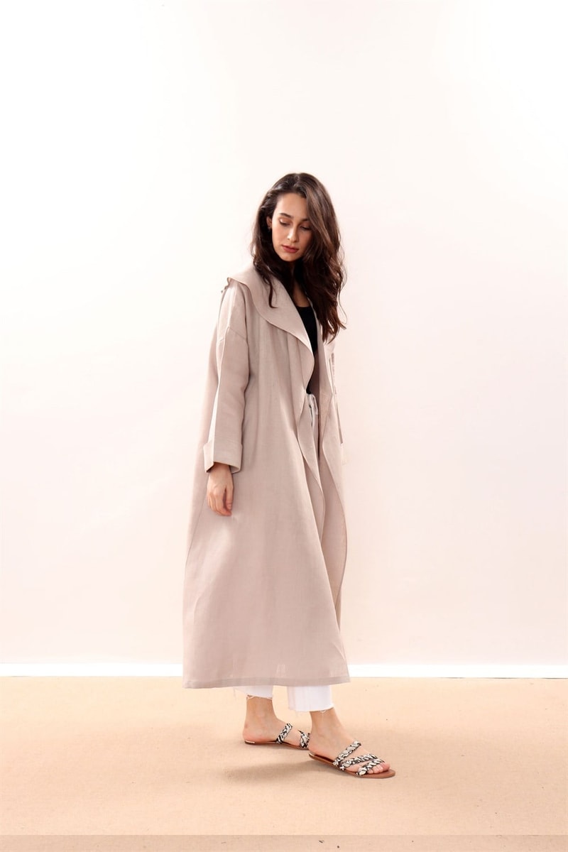 Dökümlü Ham Keten Kaftan