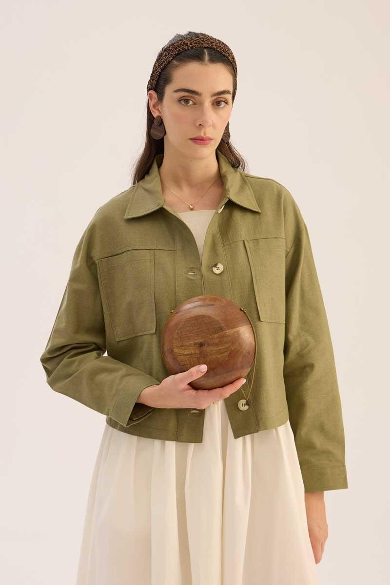Düğmeli Keten Ceket