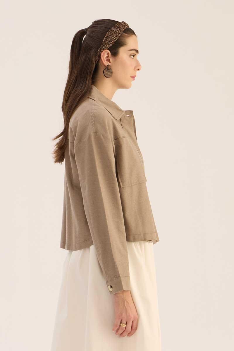 Düğmeli Keten Ceket