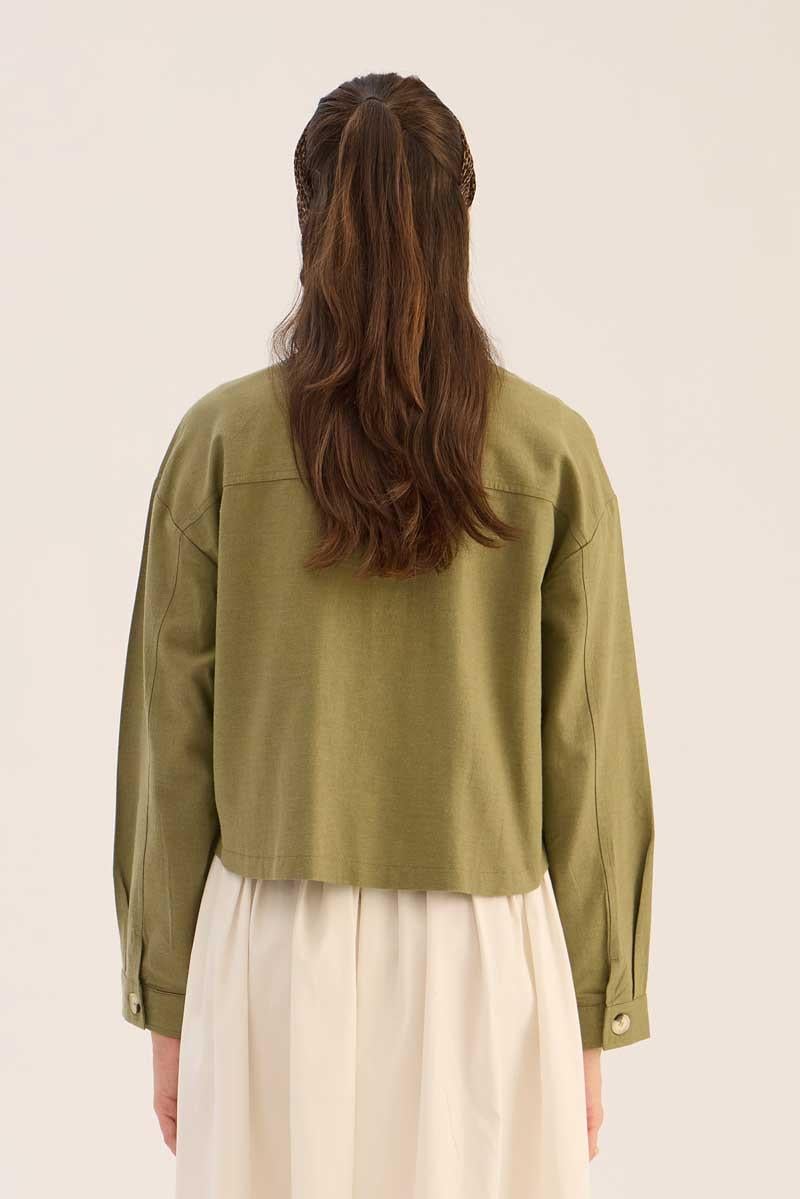 Düğmeli Keten Ceket