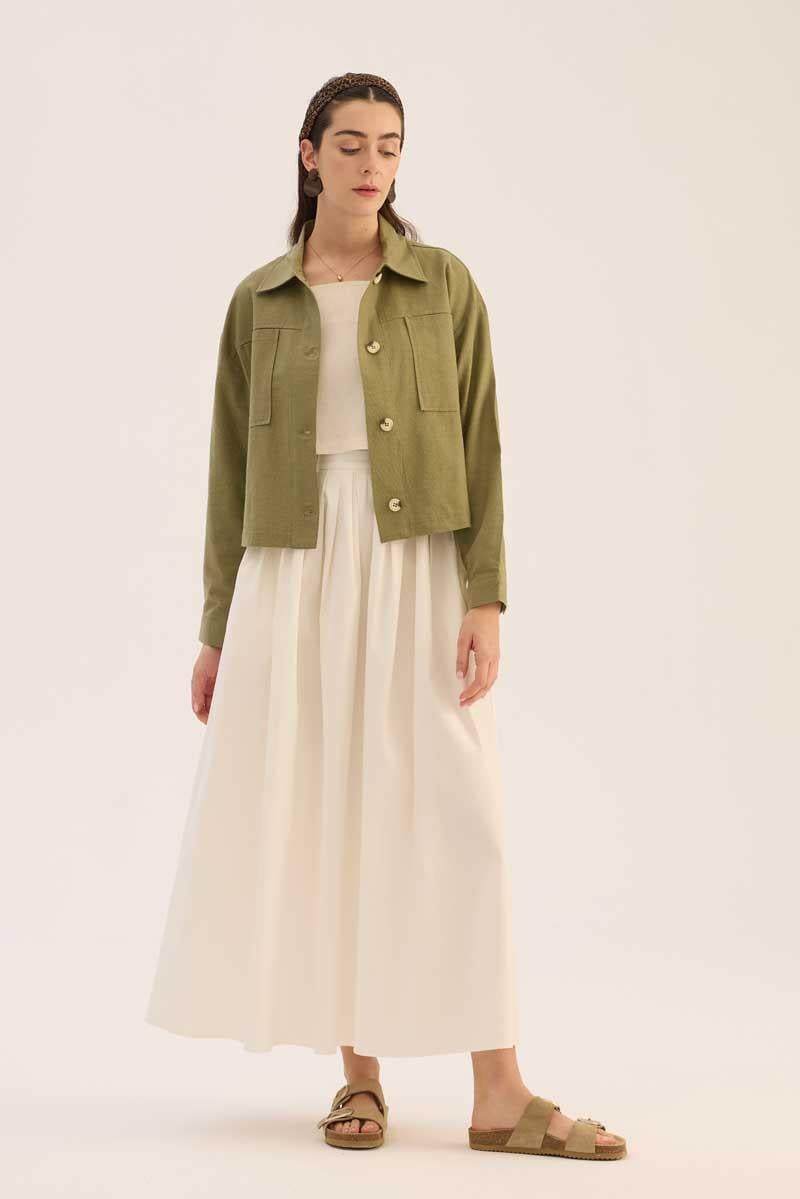 Düğmeli Keten Ceket