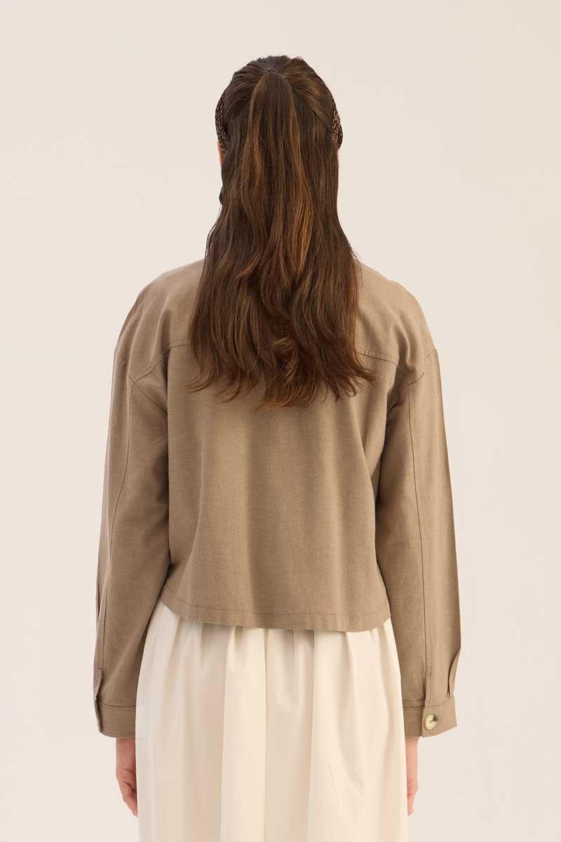 Düğmeli Keten Ceket