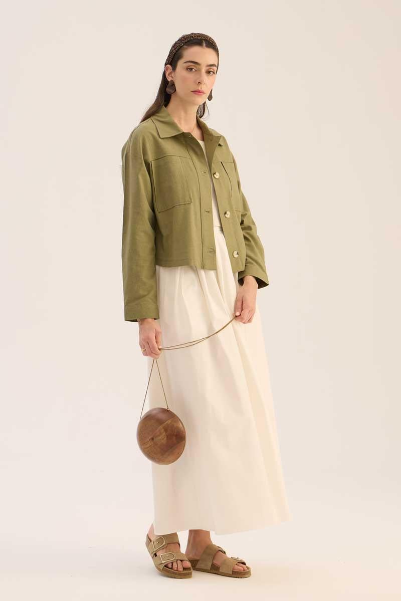 Düğmeli Keten Ceket