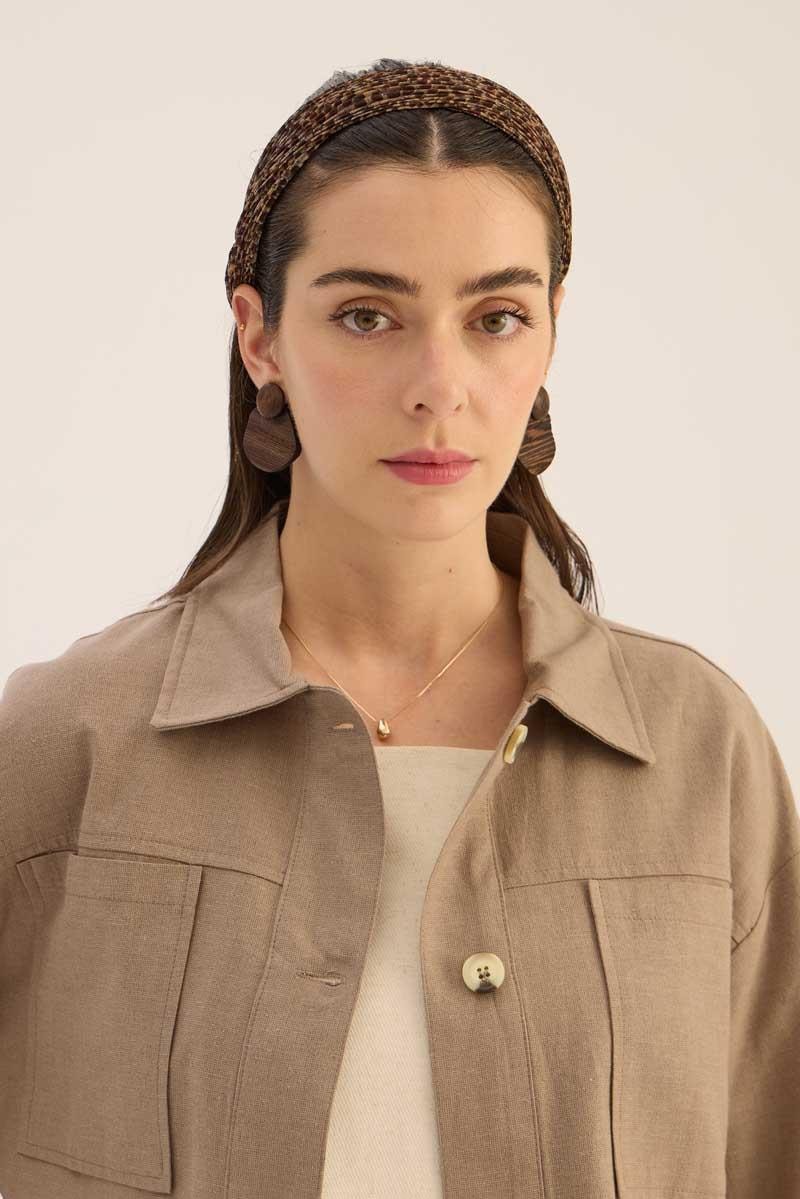 Düğmeli Keten Ceket