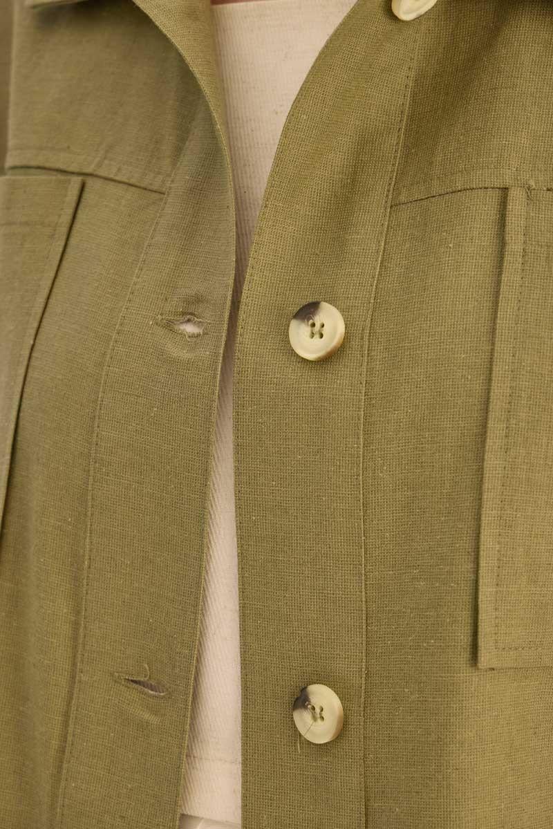 Düğmeli Keten Ceket