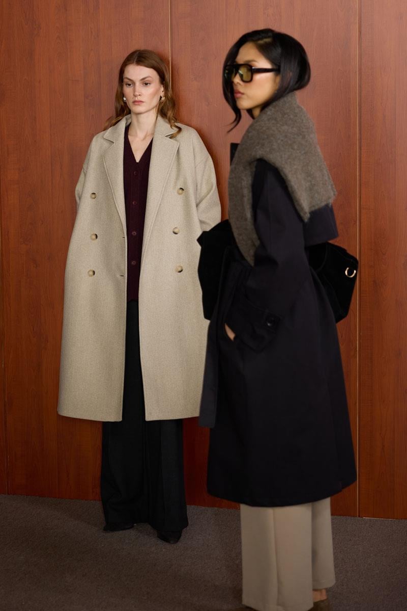 Düğmeli Kruvaze Kaban Bej