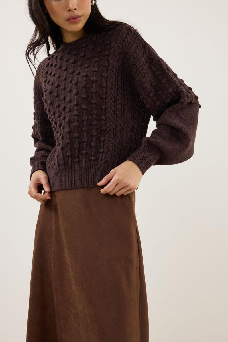 Düğüm Detaylı Kazak Acı kahve