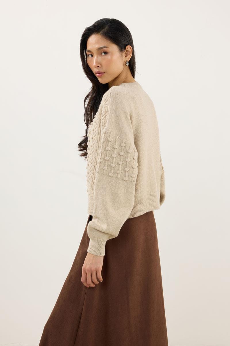 Düğüm Detaylı Kazak Krem