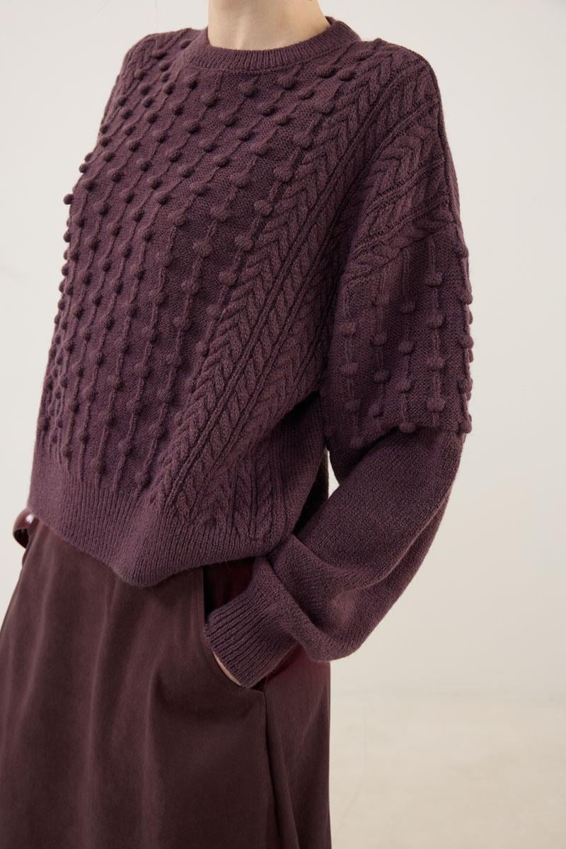 Düğüm Detaylı Kazak Mürdüm