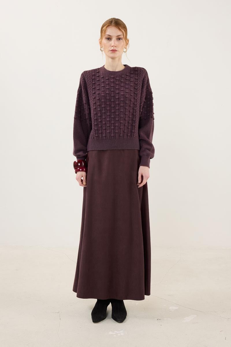 Düğüm Detaylı Kazak Mürdüm