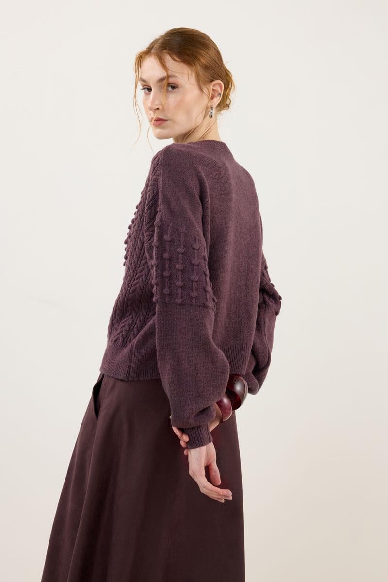 Düğüm Detaylı Kazak Mürdüm