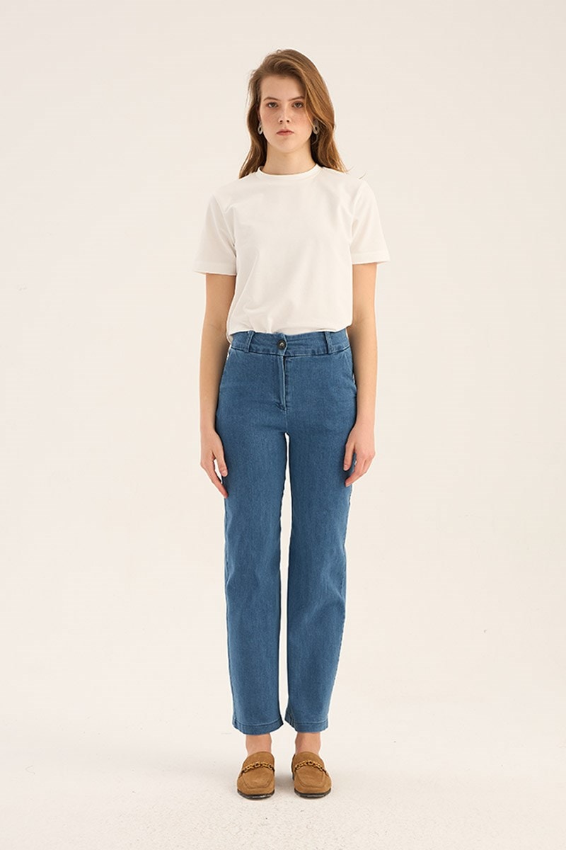 Düz Kesim Jean Açık mavi