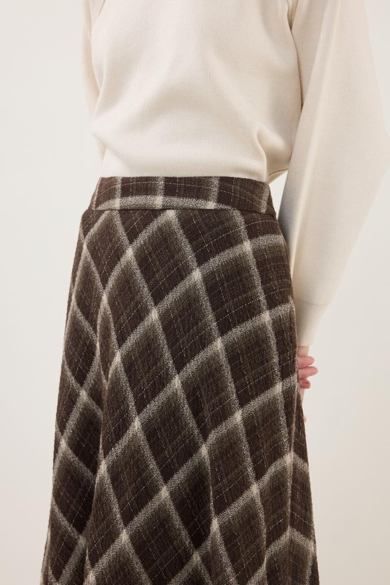 Ekoseli Uzun Etek Kahverengi