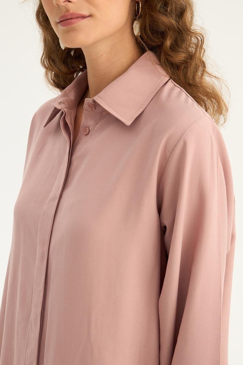 Eteği Kavisli Tunik Pudra