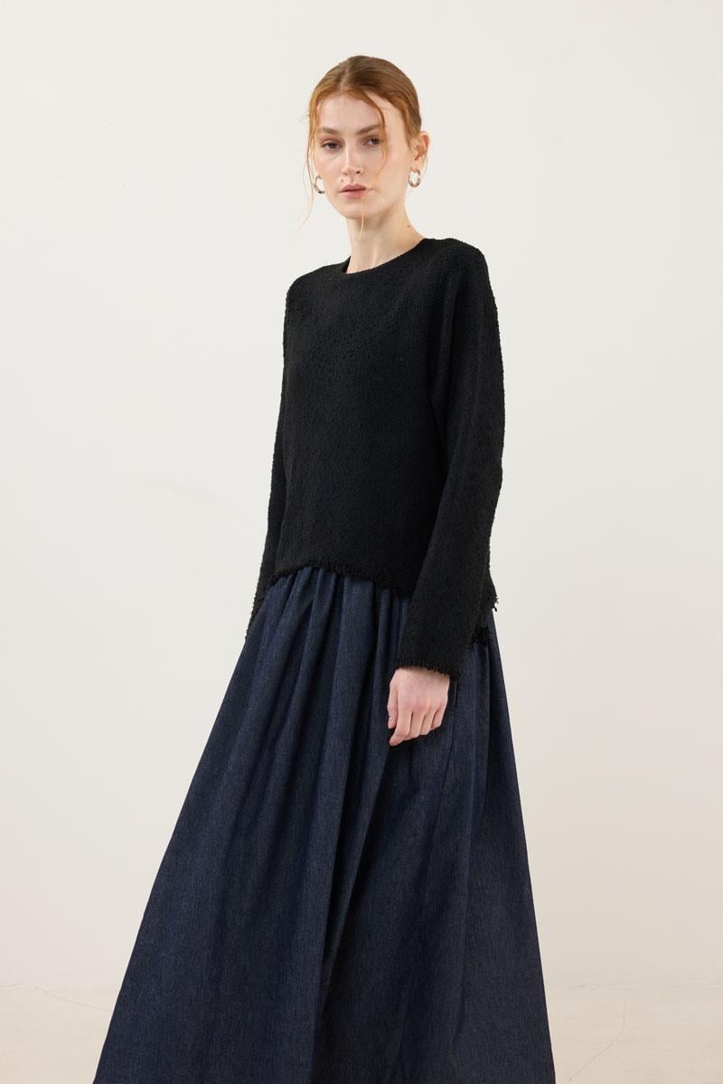 Eteği Kot Elbise Siyah