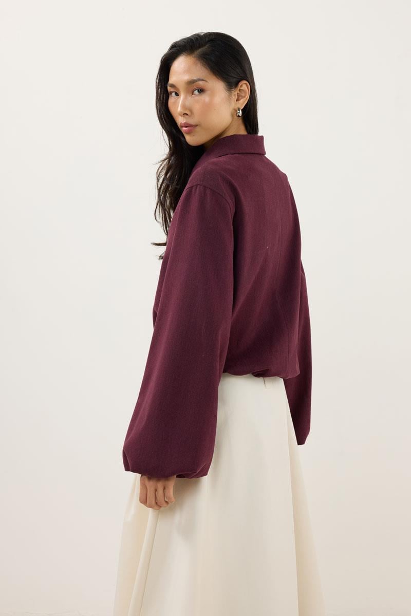 Fermuarlı Bomber Ceket Bordo