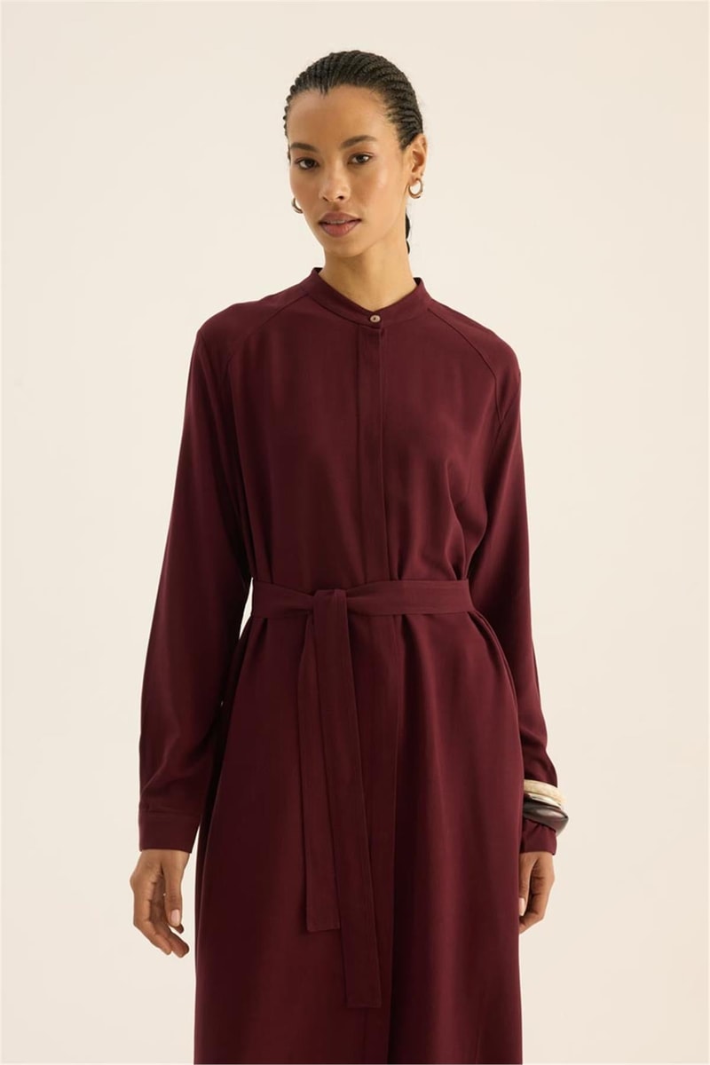 İnce Yazlık Tunik Bordo