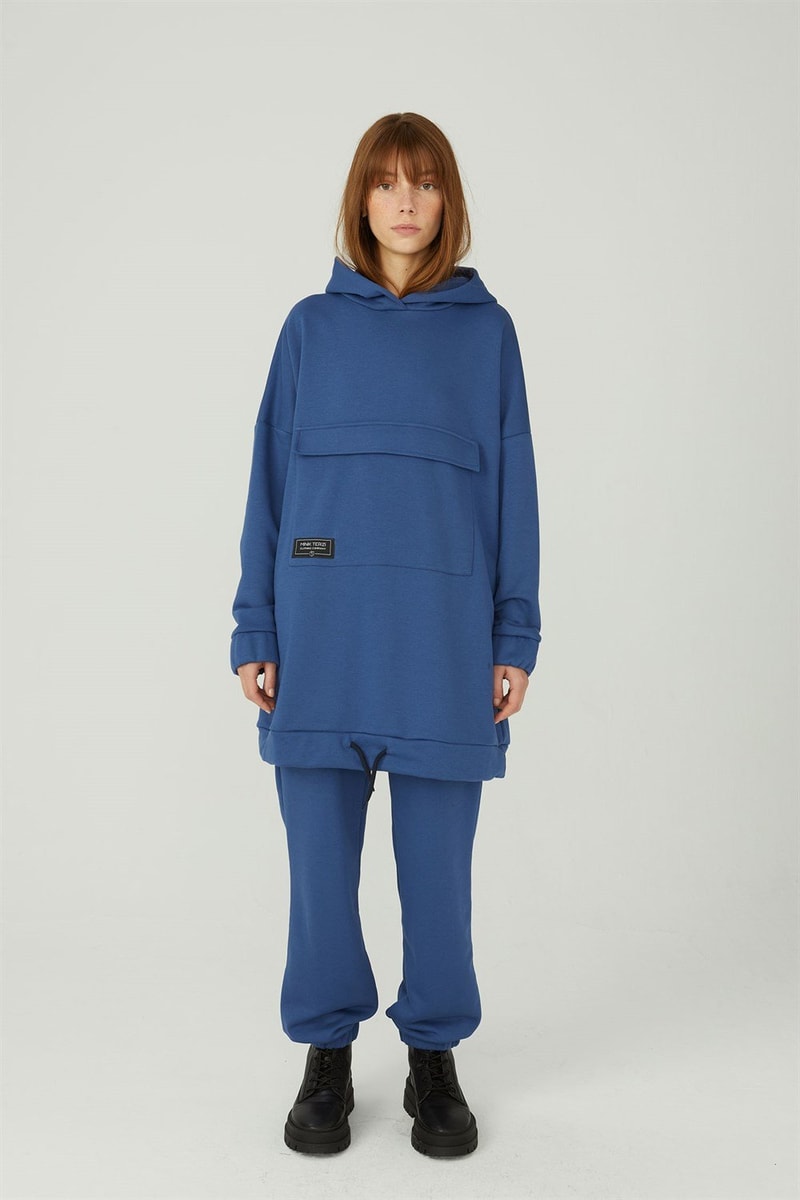 Kapaklı Cepli Sweatshirt