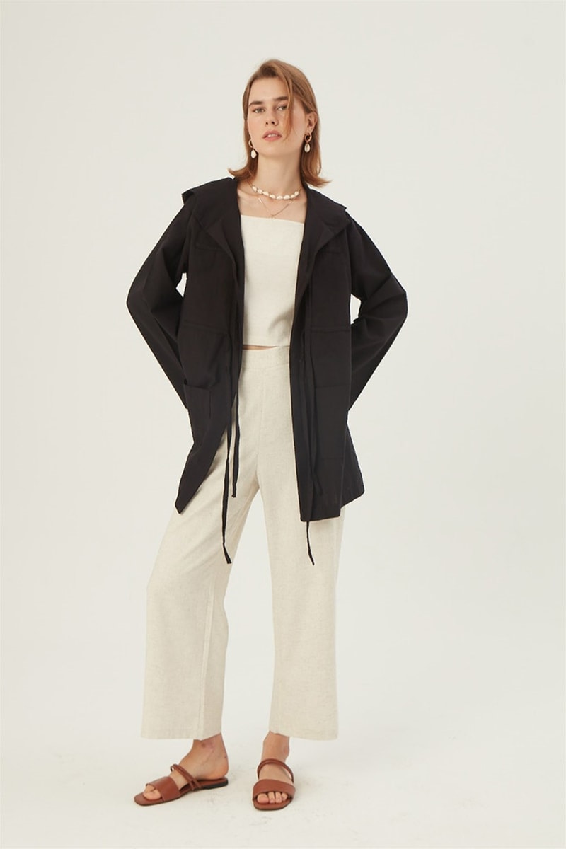 Kapüşonlu Kısa Ceket