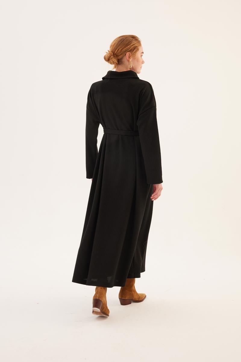 Kemerli Önü Çift Katlı Elbise