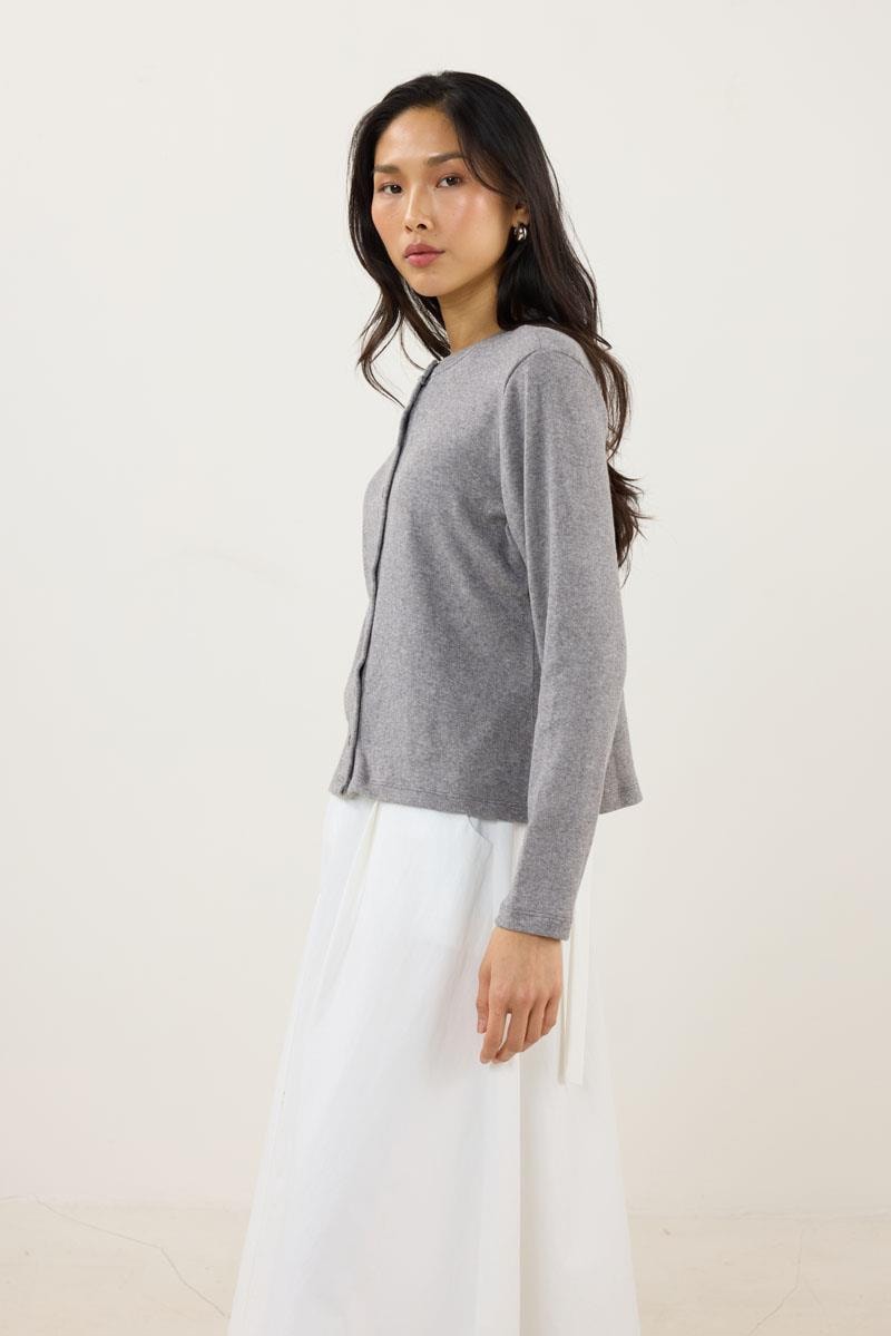 Kısa Triko Hırka Gri