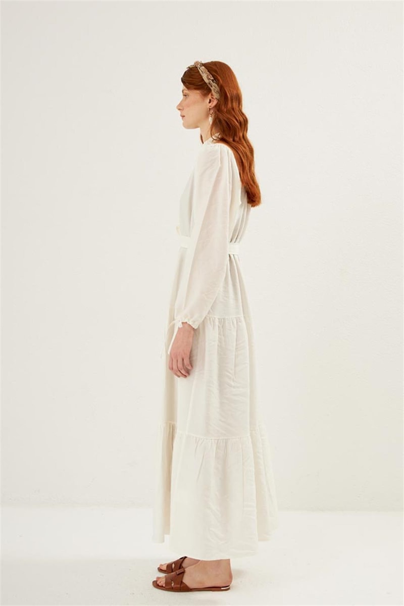 Kol Ucu Bağcıklı Elbise