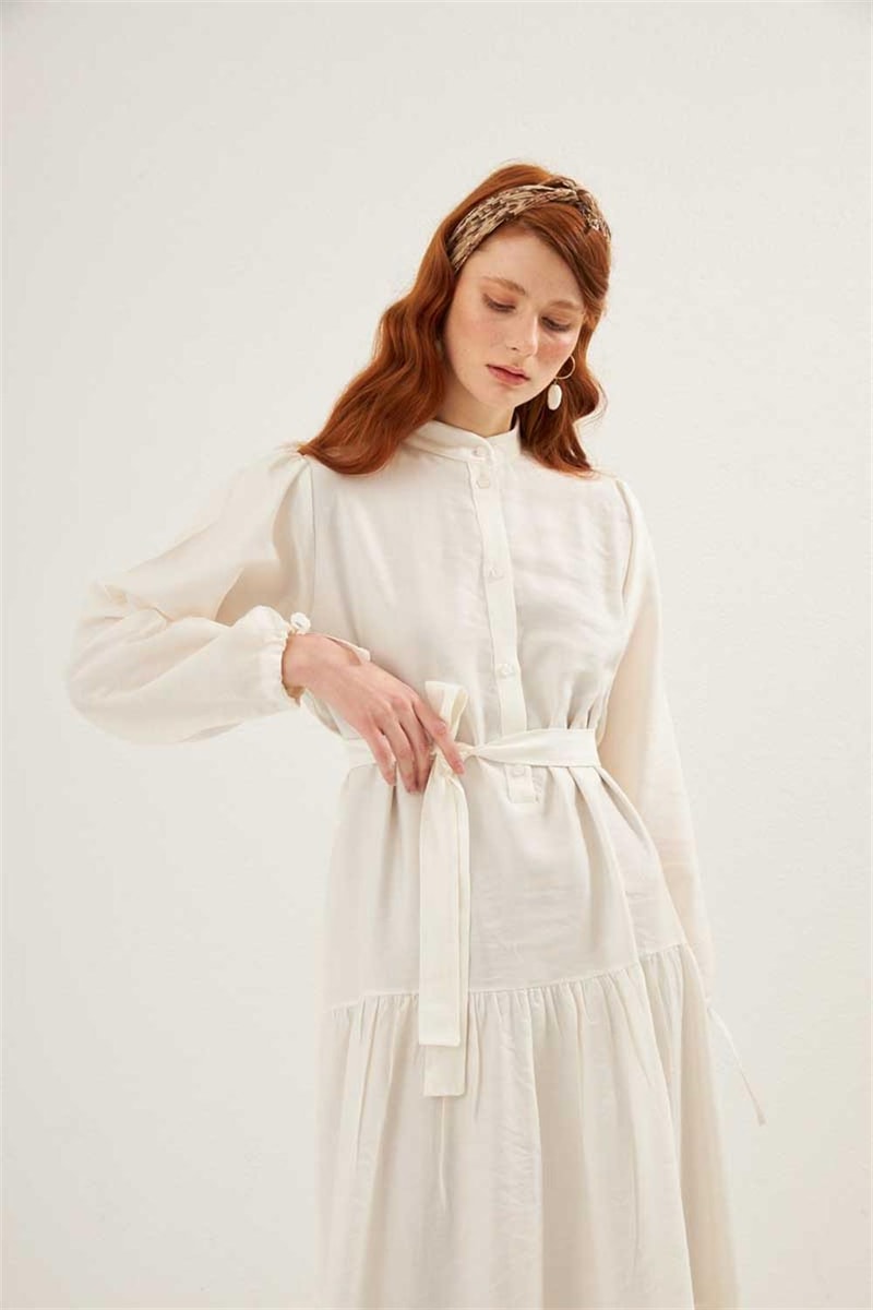 Kol Ucu Bağcıklı Elbise