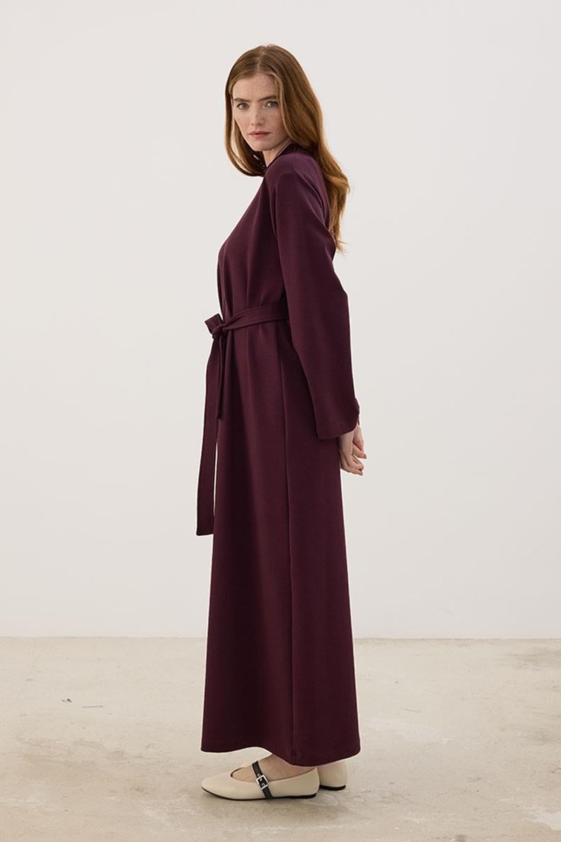 Kolu Nakışlı Sweatshirt Elbise Bordo