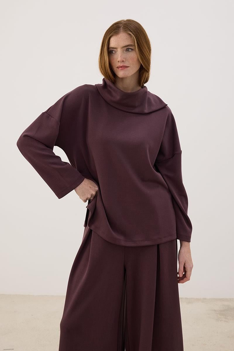 Mendil Yaka Modal Sweatshirt Mürdüm