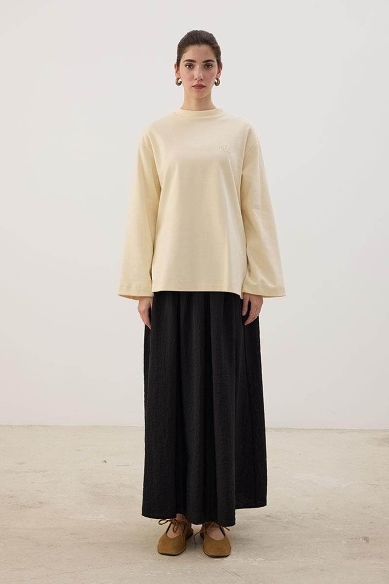 Nakışlı Sweatshirt Krem