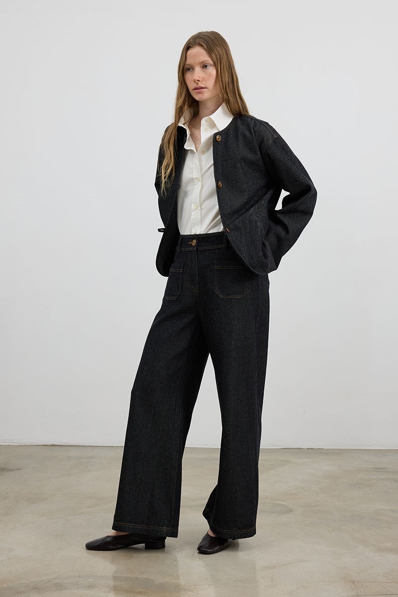 Naturel Wide Leg Jean Siyah
