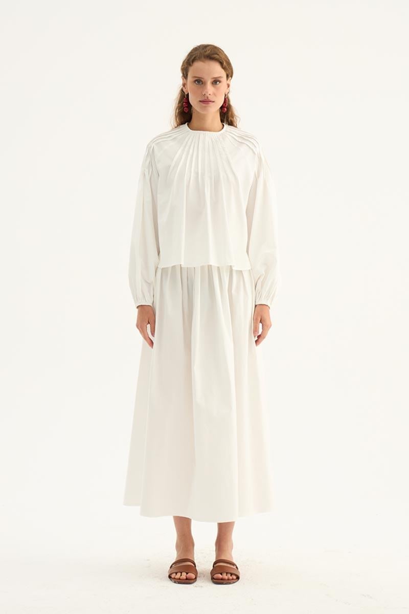 Nervürlü Etek Üstü Bluz