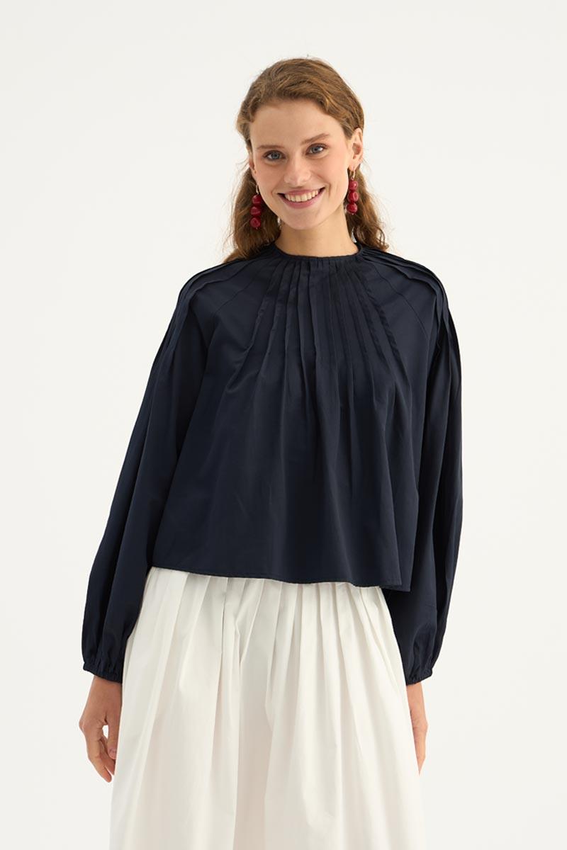 Nervürlü Etek Üstü Bluz