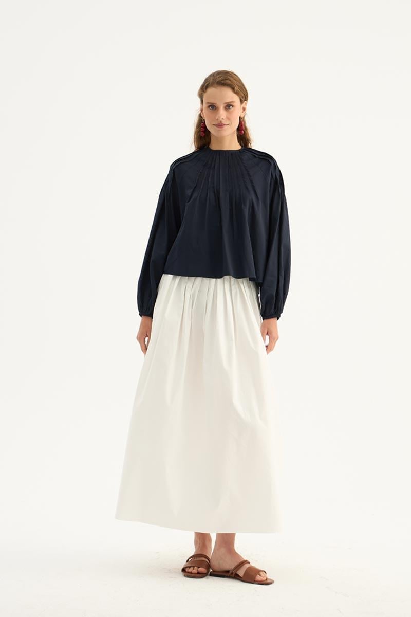 Nervürlü Etek Üstü Bluz