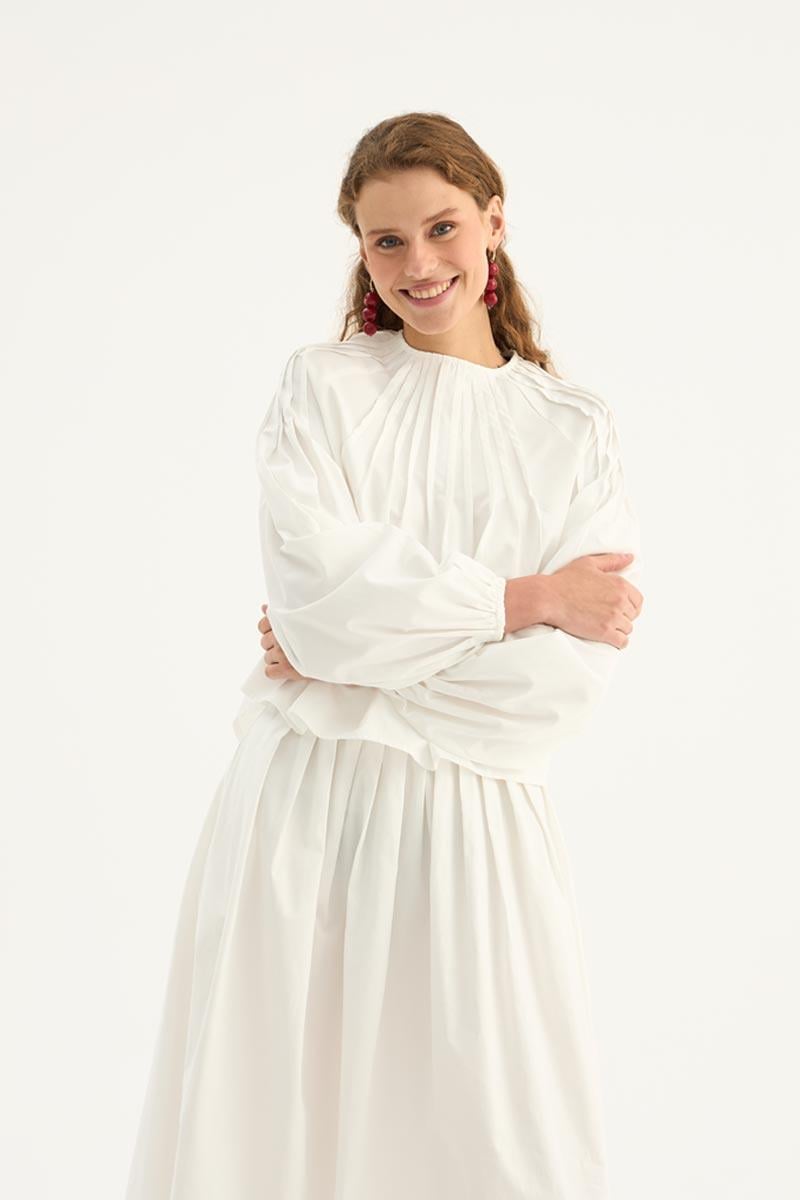 Nervürlü Etek Üstü Bluz