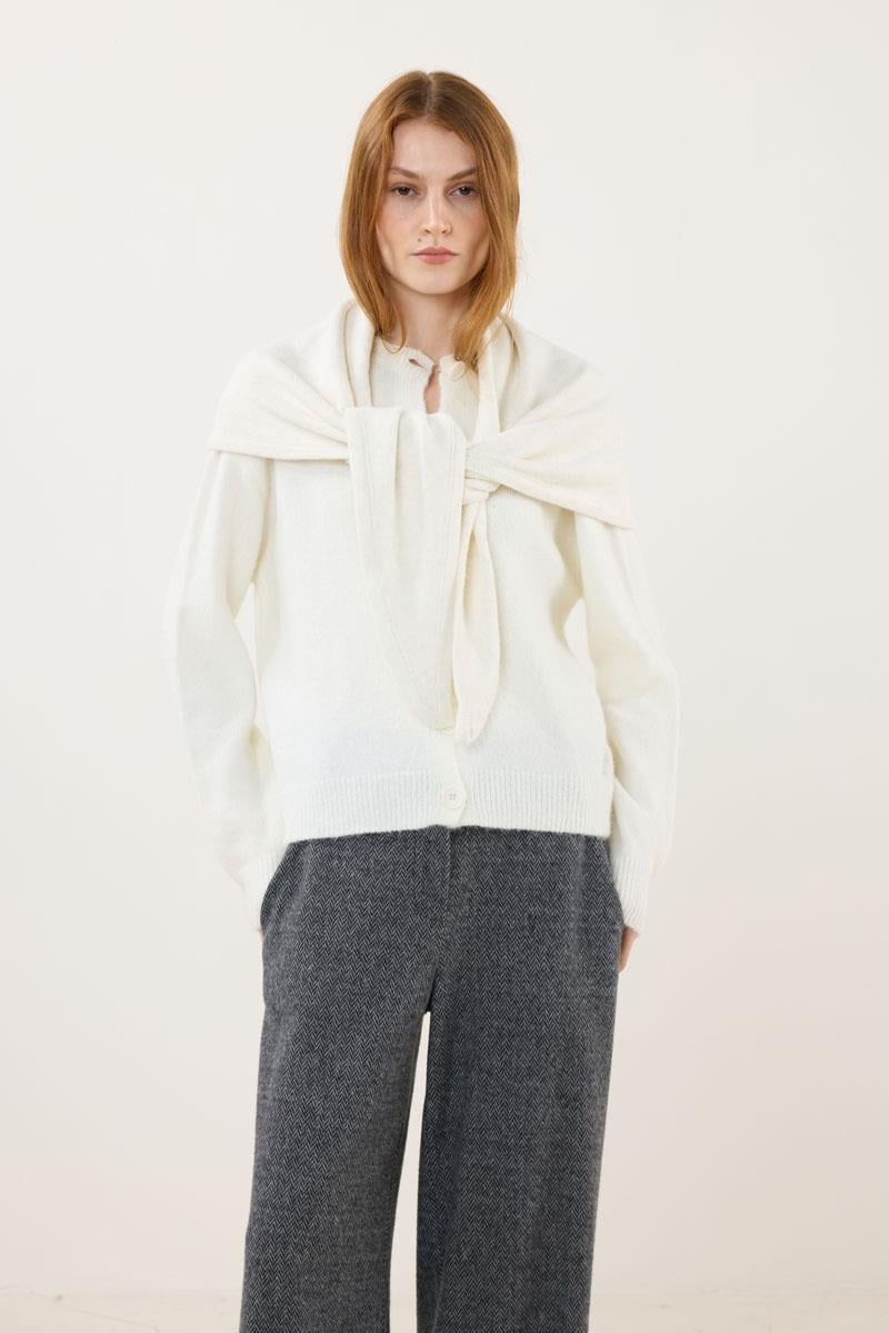 Örme Triko Atkı Ekru