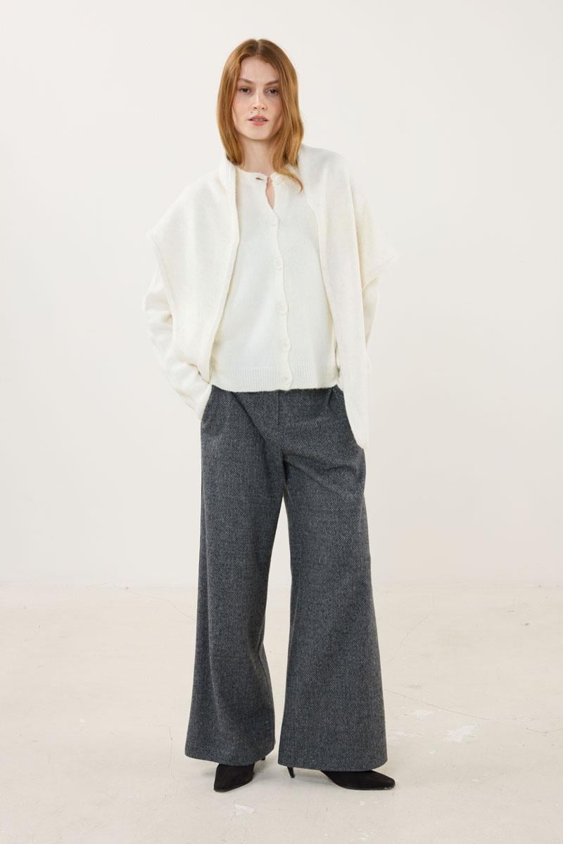 Örme Triko Atkı Ekru