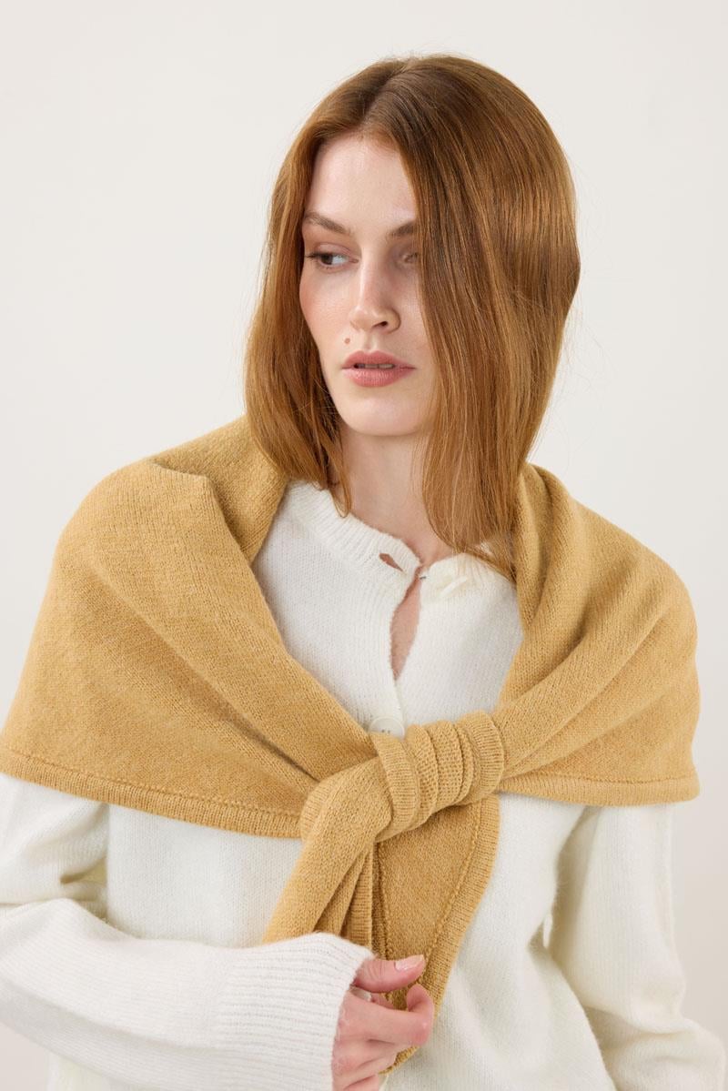 Örme Triko Atkı Soft Sarı