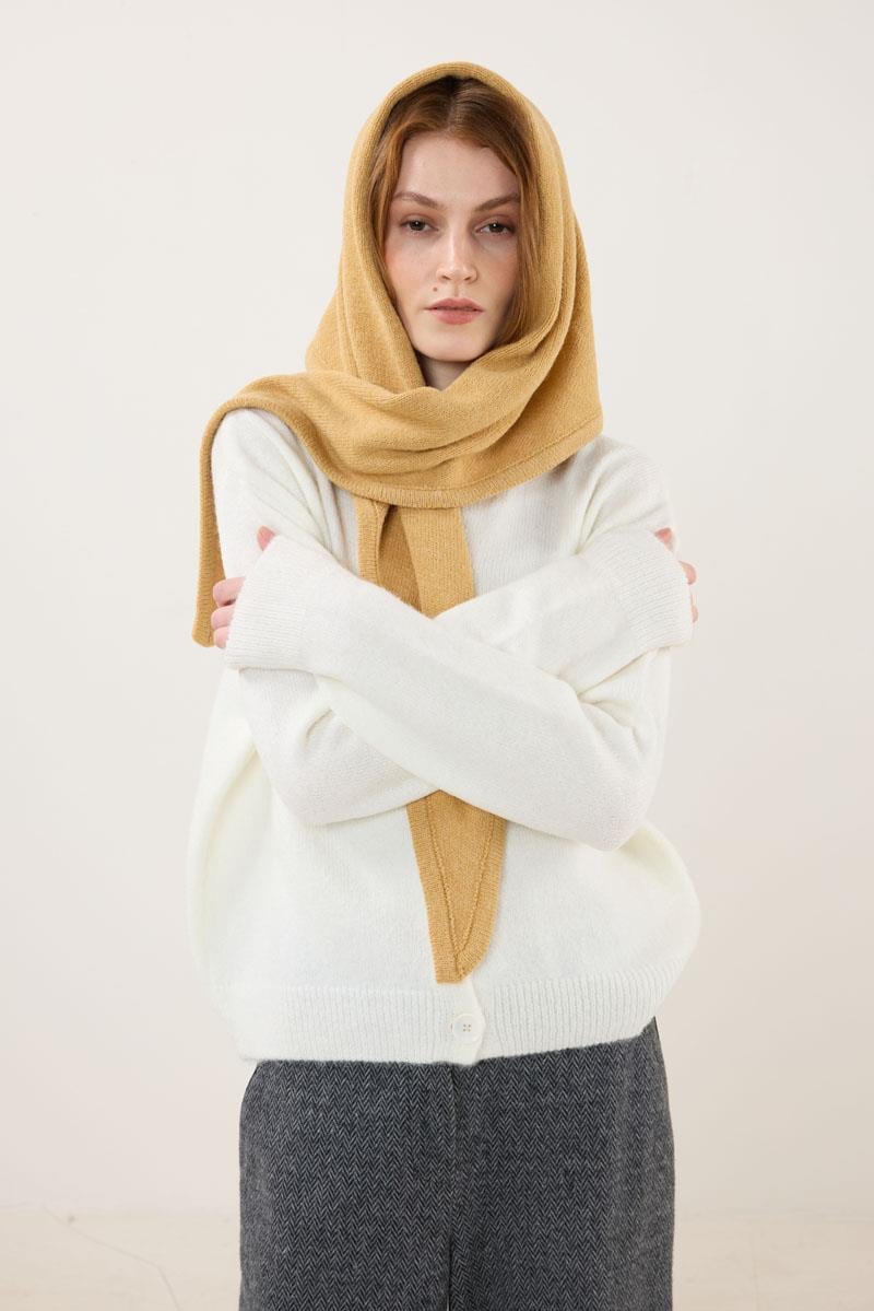 Örme Triko Atkı Soft Sarı