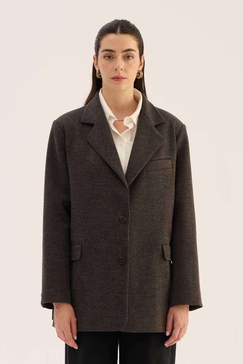 Oversize Kesim Kaşe Blazer