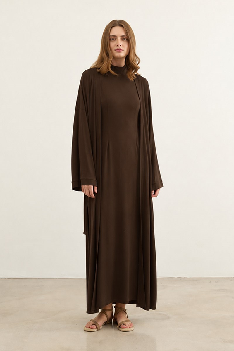 Oversize Viskon Kimono Acı kahve