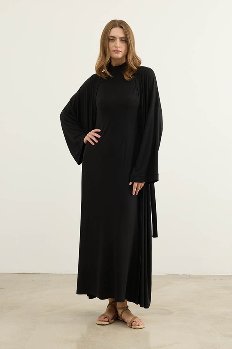 Oversize Viskon Kimono Siyah