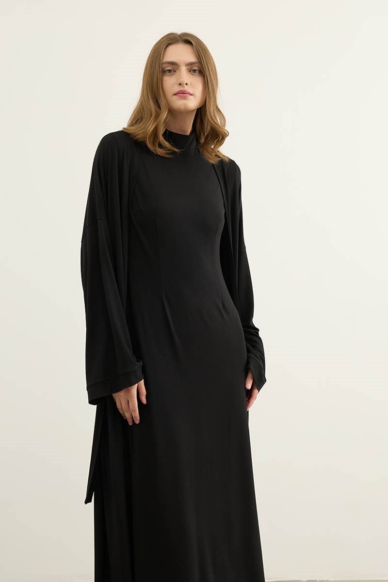 Oversize Viskon Kimono Siyah