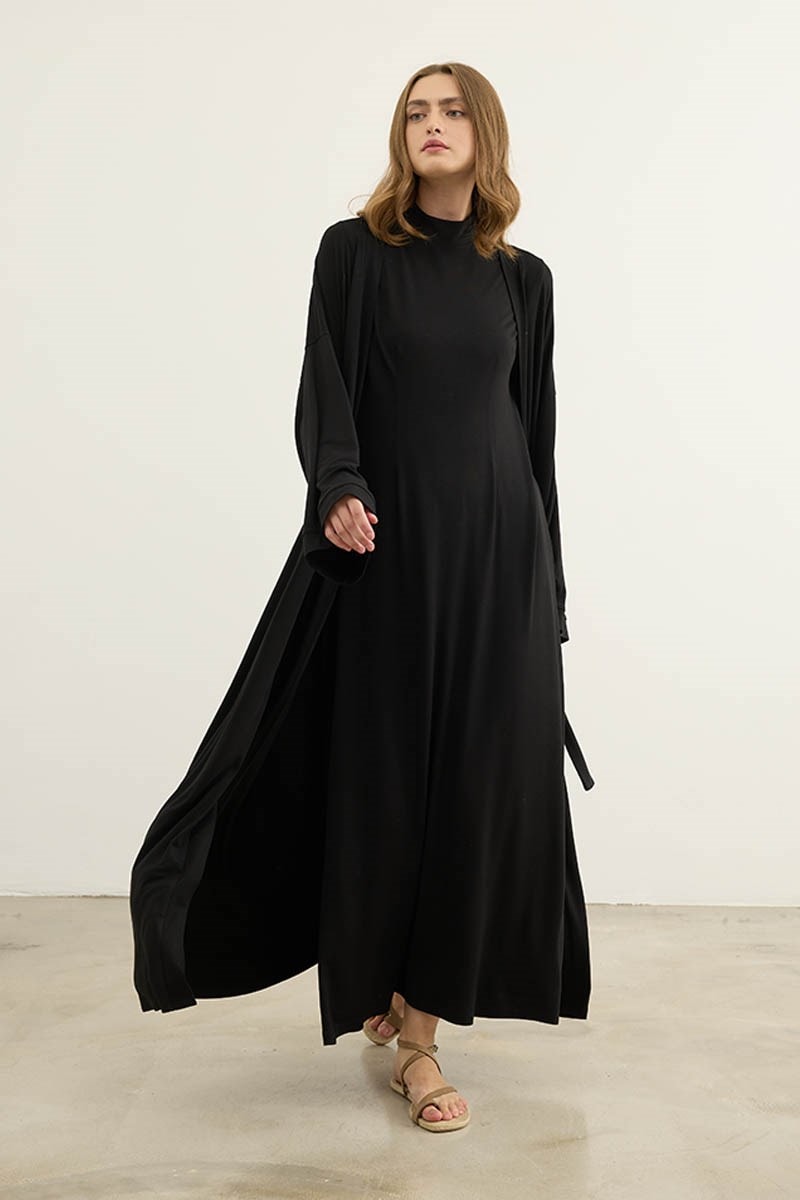 Oversize Viskon Kimono Siyah