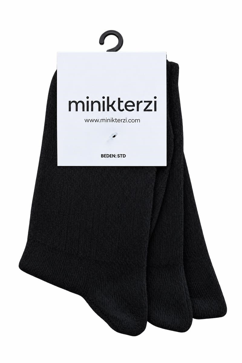 Pamuklu 3' lü soket Tenis Çorabı Seti Siyah