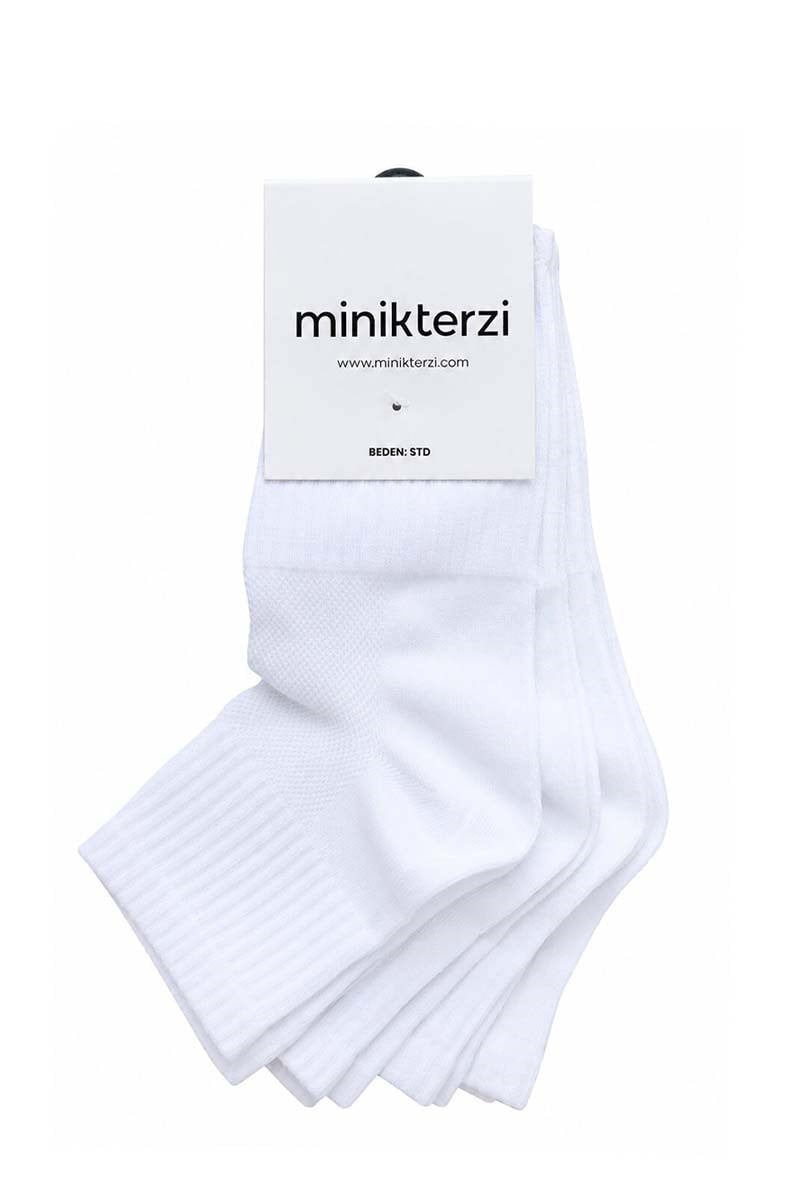 Pamuklu 3'lü Kısa Konç Tenis Çorabı Seti Beyaz