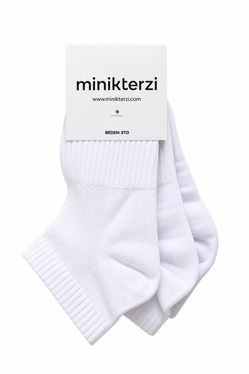 Pamuklu 3'lü Patik Tenis Çorabı Seti Beyaz