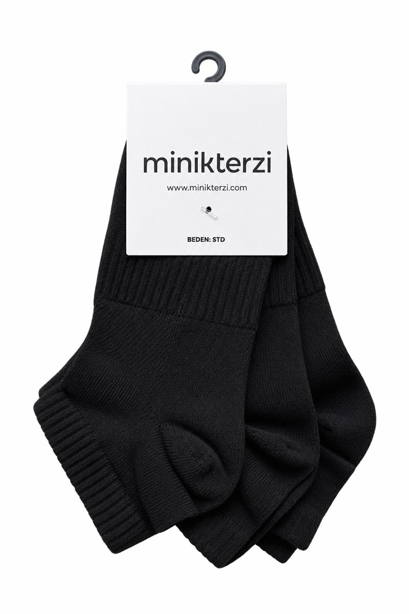 Pamuklu 3'lü Patik Tenis Çorabı Seti Siyah