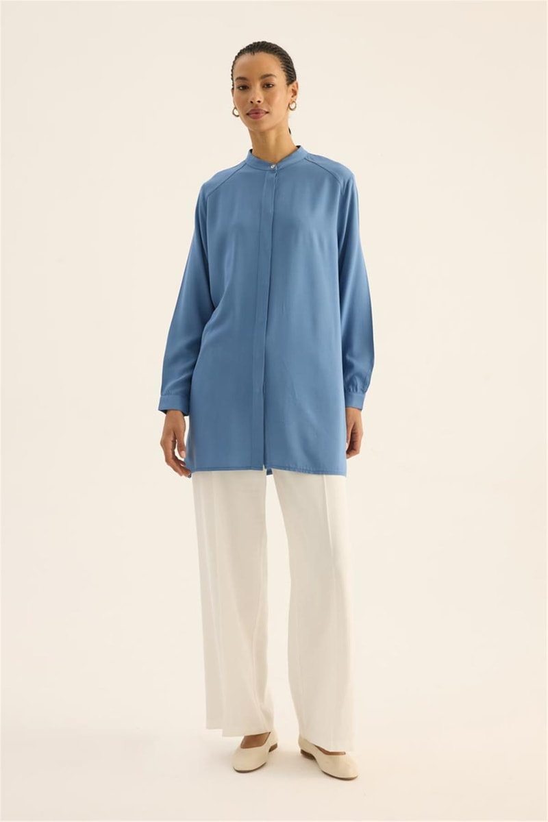 Pastel Ton Efil Gömlek Lacivert